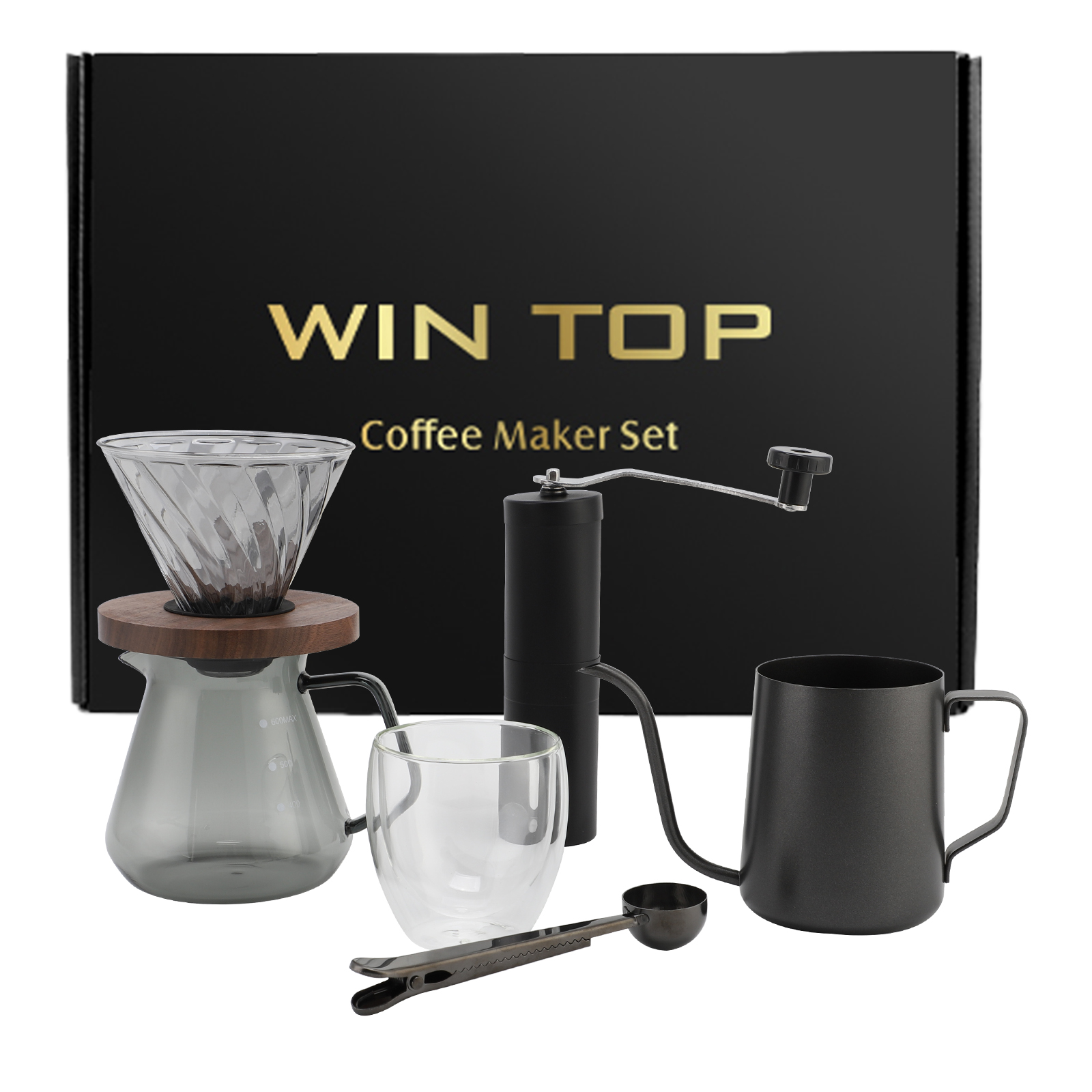 ODM Custom Hot Sale Portable Coffee Maker Set Pour Over Drip Coffee Set Travel Bag Gift Box Outdoor Coffee Maker Set factory and manufacturers Win Top